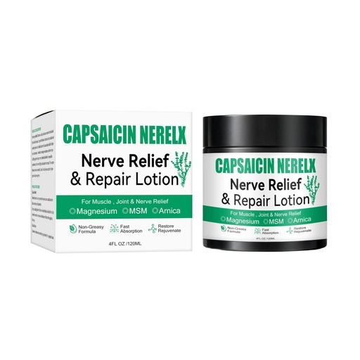 [BRSRGGQHC55BUHL5] Capsacin Nerve Total Relief Cream with Arnica, Menthol, MSM and Glucosamine for Body Joint Areas, Feet, Hands, Legs, Muscles, Joints, and Waist, 100g