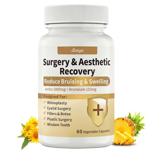 [BRSRGEITB55AMFAV] Lunza Aesthetic & Surgery Recovery Supplement, Swelling and Bruising Relief, with Arnica 1000mg & Bromelain 125mg, 60 Capsules