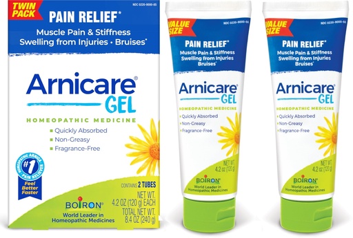 [BRSREZT4DFYGACDO] Boiron Arnicare Gel 4.2 oz (Twin Pack) for Joint Pain Relief, Muscle Pain, Muscle Soreness, and Swelling from Bruises or Injury - Non-Greasy and Fragrance-Free Arnica
