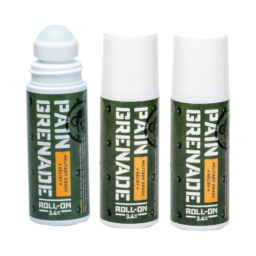 [BRSROZ35AUAR4GT5] Plant Powered Roll-On Gel by Pain Grenade - Cooling and Warming Gel with Arnica, Menthol, Camphor, Glucosamine, and Other All Natural Botanicals - 3 - Pack