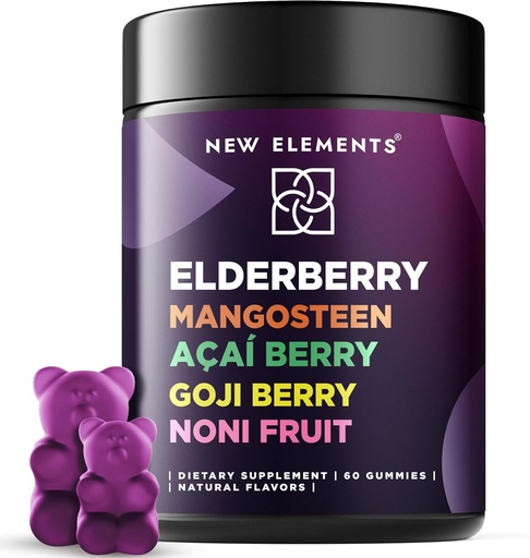 [BRSROAAZAUOQ43L6] Antioxidant SuperStars - Elderberry Gummies with Mangosteen | Acai Berry | Goji Berry | Noni Fruit | Black Sambucus Elderberry Gummies For Kids and Adults | Immune Support | Vegan | Non-GMO