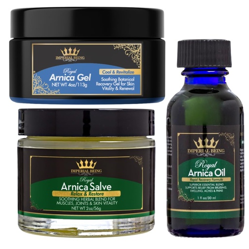 [BRSRGAYKBMNRQET2] Royal Arnica Complete Recovery Bundle (Gel + Salve + Oil)