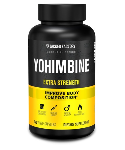 [BRSWYYA3BAGWECTU] Jacked Factory Yohimbine Extra Strength Supplement, 270 Capsules - Premium Yohimbe Bark Extract for Experienced Users - Body Recomposition, Energy & More - Zero Fillers - 270 Veggie Capsule Pills
