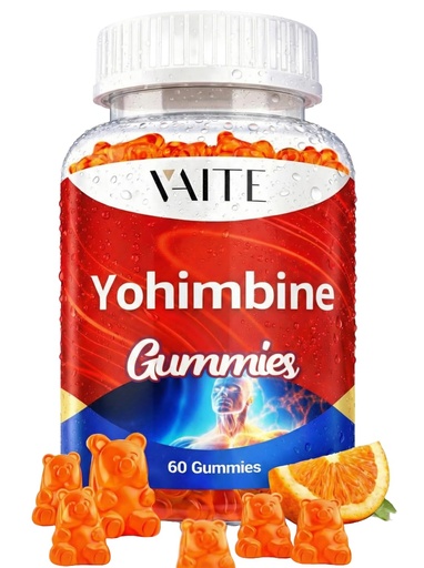 [BRSRAH37BZ7QMADA] VAITE Yohimbine HCl Gummy 15mg - Sugar-Free, Non-GMO Energy & Endurance Support for Men and Women, Antioxidants, Yohimbe Bark Extract, Improve Performance - Supports Energy Production - 60 Gummies