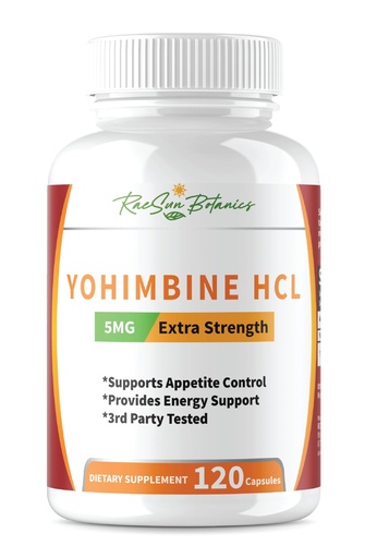[BRSWGYYHC57GAALG] Yohimbine HCL Bark Extract Extra Strength Supplement 5mg x 120ct Capsules Premium Fat Burner, Weight Loss, Appetite Control, Male Support, Energy, and More