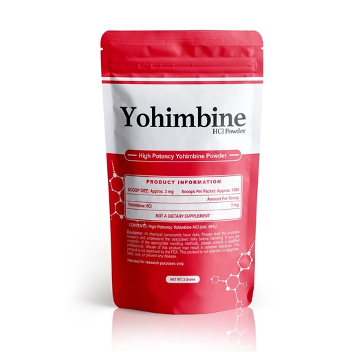 [BRSRMY36AAIBGAY3] BulkStimulants Yohimbine HCl Powder | 3mg per Scoop | 1000 Scoops per Packet | 3 Grams
