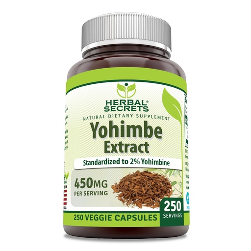 [BRSRO23YOYAQ4ET6] Herbal Secrets Yohimbe Extract 450 mg Supplement | Veggie Capsules | Non-GMO | Gluten Free | Made in USA (1 Pack, 250 Count)