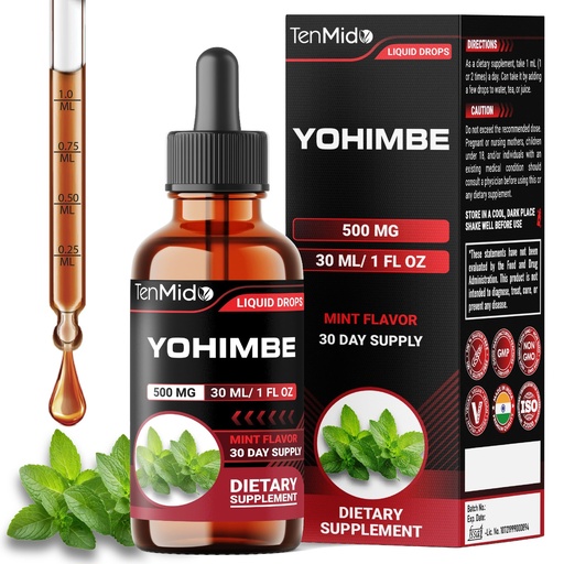 [BRSREGA2OAFAOYLG] Yohimbe Supplements for Men & Women - Yohimbine 10mg Liquid Drops | Alcohol-Free, Vegan, Non-GMO - 30ml 1 Fl OZ
