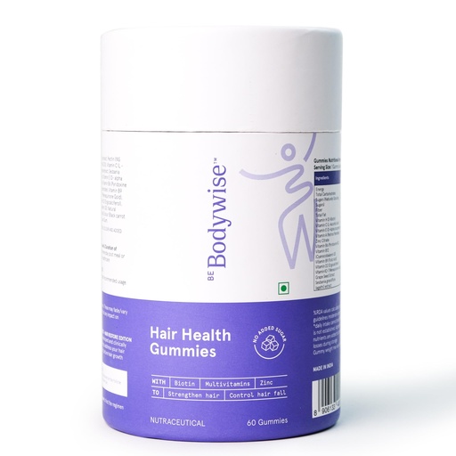 [BRSW2YATDMIWGAL5] Be Bodywise Biotin Hair Gummies | 60 Days Pack | With Biotin, Zinc, Folic Acid, Fibre & Multivitamin | Strawberry Flavour | No Added Refined Sugar & Gut Friendly
