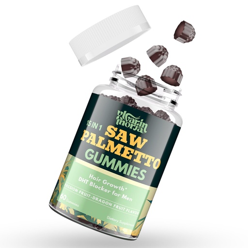 [BRSREZAECIGWKYLV] Saw Palmetto Gummies for Men – 600mg Extra Strength DHT Blocker with Biotin, Pumpkin Seed – Supports Prostate Function, Urinary Flow & Hair Regrowth Supplement, 60 Passionfruit-Dragonfruit Gummies