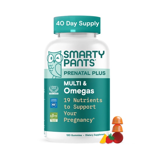 [BRSREZYBCUIWM2DL] SmartyPants Prenatal Multivitamin Gummies, Omega 3 (DHA/EPA), Methylfolate, Biotin, Vitamin D3, C, Vitamin B12, B6, Vitamin A, K & Zinc, Gluten Free, 120 Count (40 Day Supply)