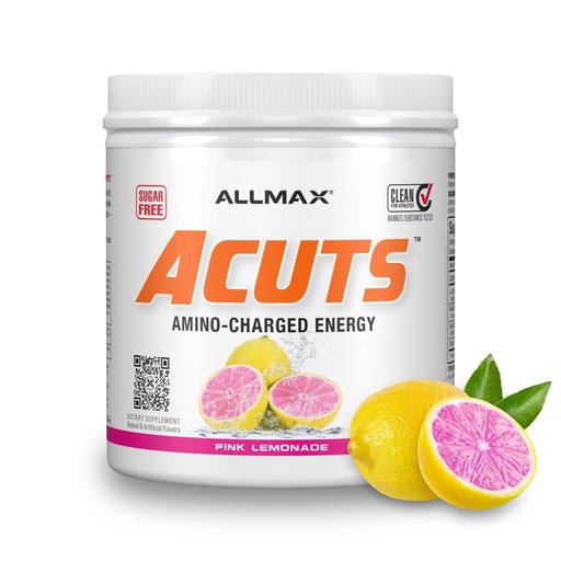 [BRSWKHQTBIOGIC34] ALLMAX ACUTS Amino Energy Powder, Amino Acids Supplement, Pink Lemonade, 30 Servings, Caffeine, Green Coffee Extract, 2000 mg Taurine, L-Carnitine, Sugar Free, Gluten & Dye Free, Amino Acid Drink