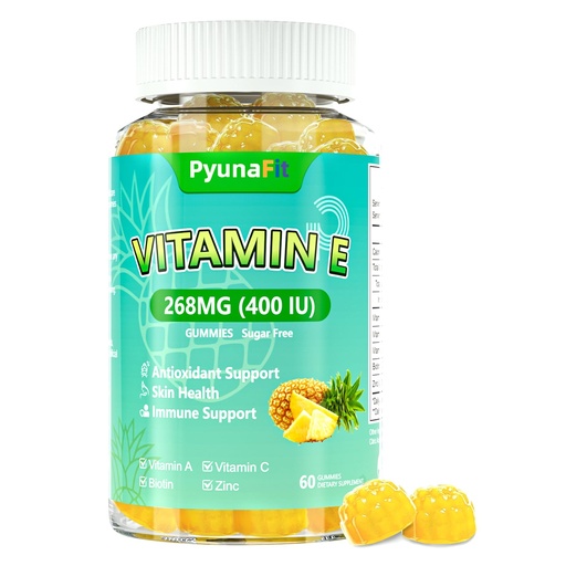 [BRSREYY7PIFG233U] Vitamin E 400 IU Gummies for Women, Vitamin E Chewable Supplement with VIT A, C, Biotin, Zinc, Powerful Antioxidant, Skin & Hair Health, 60 Count