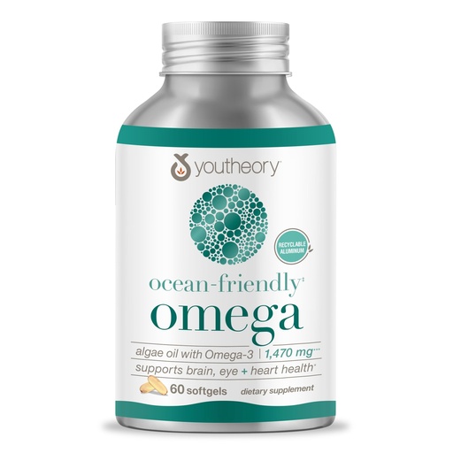 [BRSROEIRAF5W2FLL] Youtheory Ocean-Friendly Omega - Algae Omega 3 Supplement with EPA & DHA - Supports Brain & Eye Health* - Plant-Based - for Pescatarian & Vegan Diets - 60 Softgels (30-Day Supply)