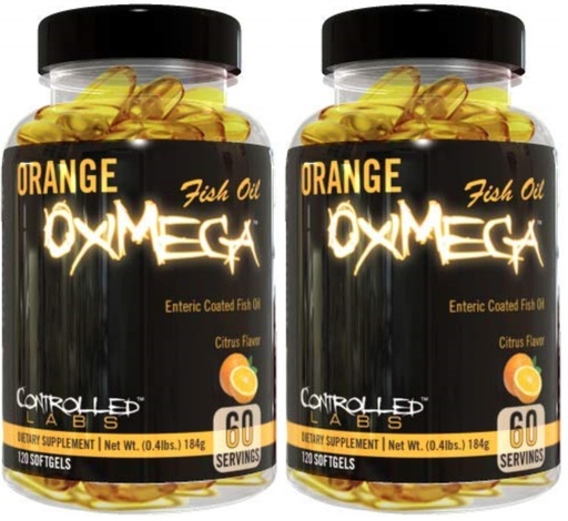 [BRSRGFI7BB7RS23V] CONTROLLED LABS Orange Oximega Fish Oil Supplement 120 Softgels, EPA and DHA, 2000mg Omega- 3 Fatty Acids, Citrus-Flavor, Burpless Softgels (Pack of 2)
