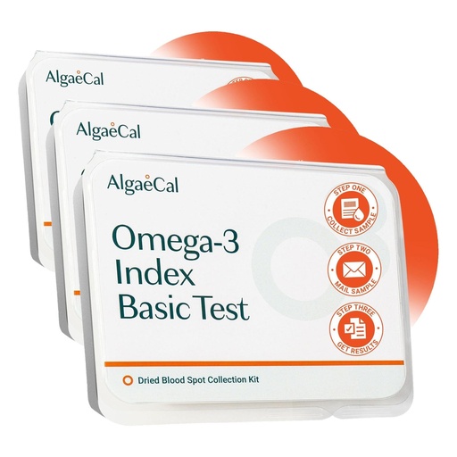 [BRSRGGQZAAIWOGQ6] ALGAECAL Omega 3 Finger Test Kit – Easy Home Test Kit with Pre-Paid Return Envelope, Quick & Hassle-Free Certified Lab-Verified Results for Accurate Omega-3 Levels, Made in USA (Pack of 3)