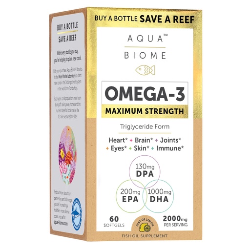 [BRSWGA32OAMAY3D5] Enzymedica Aqua Biome Maximum Strength Omega 3 Fish Oil, 60 Softgels