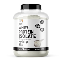 It's Just! - Whey Protein Isolate, Ultra Premium Grass-Fed, Unflavored, Made in USA, Pure 90% Protein, Only 1g Carb, No Added Sugar (5 Pound)