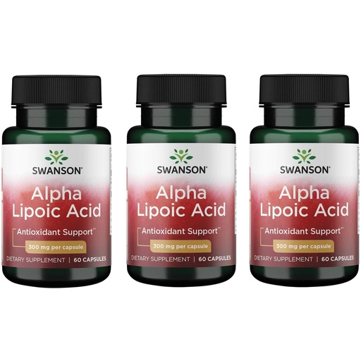 [BRSWGAANOJ5BYDTG] Swanson Alpha Lipoic Acid - Antioxidant Activity Supplement - 300 mg 60 Capsules (3 Pack)