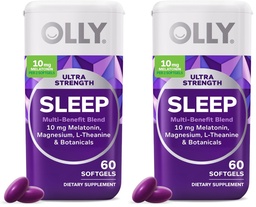 OLLY Ultra Strength Sleep Softgels, 10mg Melatonin, L-Theanine, Chamomile, Magnesium, Lemon Balm, Supports Deep Restful Sleep, Nighttime Sleep Aid, Non Habit-Forming - 60 Count (Pack of 2)