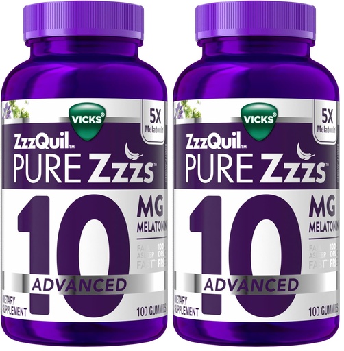 [BRSRGGQNCEPAOHY4] ZzzQuil Pure Zzzs Advanced Melatonin Gummies,Sleep Aid with Chamomile & Lavender for Adults Berry Flavored,100 Count (Pack of 2)