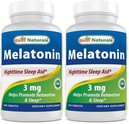 [BRSRGFI7AAHWGFDL] Best Naturals Melatonin 3mg 240 Tablets (Pack of 2)