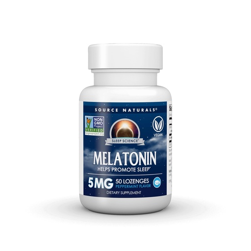 [BRSWIYQMCJ7R2YDO] Source Naturals Melatonin, Helps Promote Sleep* - 5 mg - 50 Peppermint Flavored Lozenges