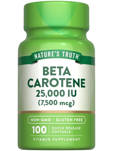 [BRSWECQECIMR4AA4] Nature's Truth Beta Carotene 25000 IU Softgels | 100 Count | Vitamin A Supplement | Non-GMO and Gluten Free