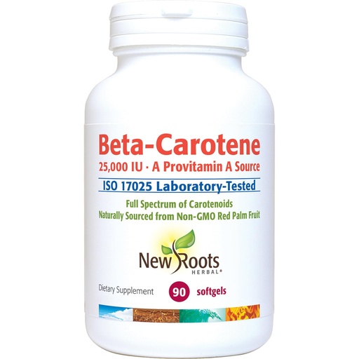 [BRSREYD4OYHBO3AV] NEW ROOTS HERBAL Beta-Carotene 25,000 IU Supplements | Vitamin A (90 Softgels) | Full Spectrum of Carotenoids | Naturally Sourced from Non-GMO Red Palm Fruit + Organic Flax Seed Oil