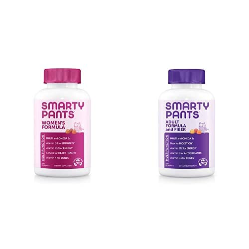 [BRSW2CYKCBYWGFI6] SmartyPants Womens and Adult Fiber Bundle: (1) Womens Formula and (1) Adult Probiotic Gummy Vitamins