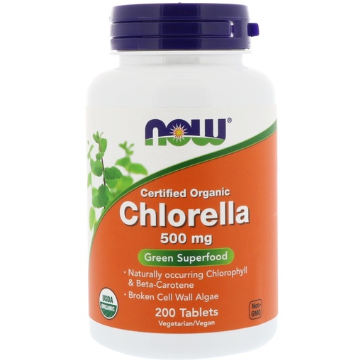 [BRSWIZTYCZ7RSE3E] NOW Foods - Chlorella Green Superfood Certified Organic 500 mg. - 200 Tablets pack of 2.