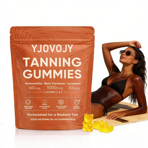 [BRSRGBQFOJYRMDT2] Savanna Skin Tanning Gummies，Rich in astaxanthin, beta-Carotene and lycopene, with a Watermelon Flavour, They Help Your Skin Glow from the Inside Out. Pack of 60 (Yellow)