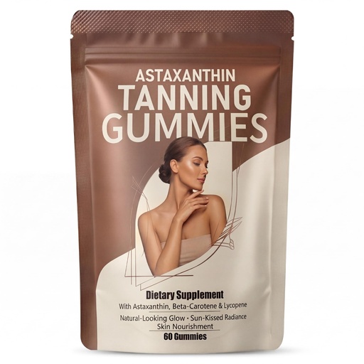 [BRSRGAIROEFBSETK] Tanning Gummies for Women & Men with Astaxanthin, Vitamin C, Vitamin E & Beta-Carotene – Sunless Tanning Supplement, Skin Support for Beach, Travel & Summer Routine, Vegan, Non-GMO, Sugar Free, 60ct