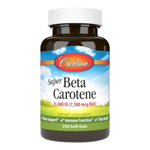 [BRSWECQ2BEBWM3DA] Carlson - Super Beta Carotene, 25000 IU (15 mg), Vitamin A as Beta Carotene, Bioavailable and Bioactive Form, Vision Health, Healthy Skin, 250 Softgels