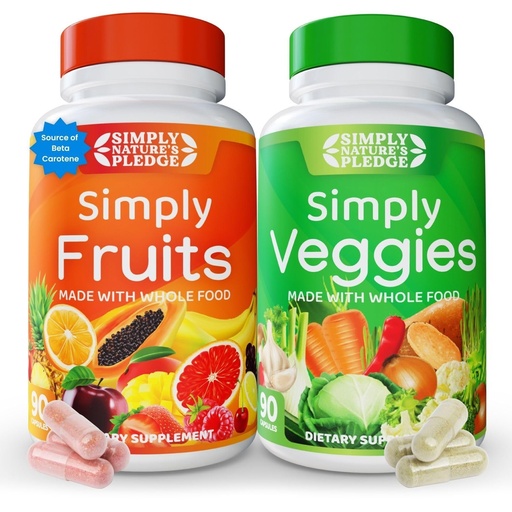 [BRSW2AY3BUPR4DY6] Simply Nature's Pledge - Packed with Over 40 Different Fruits & Vegetables - Made with Whole Food Superfoods - with High Beta Carotene – 100% Soy Free - 90 Count (Pack of 2)