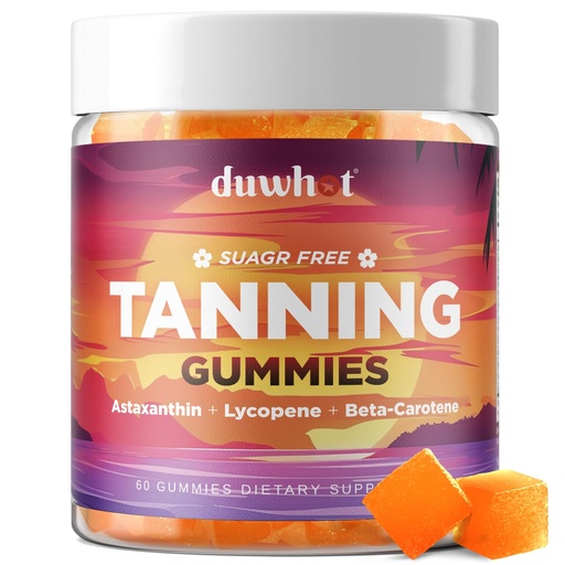 [BRSREYABAUDQOG33] duwhot Astaxanthin Gummies Sugar Free, Astaxanthin for Women & Men Tanning Support, Enhanced with Lycopene & Beta Carotene Vegan, Orange Flavor, 60 Chewables