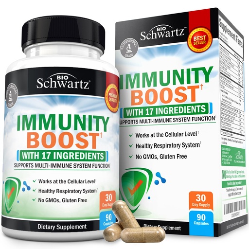 [BRSWYYYLAAARYYD3] BioSchwartz Immune Support Supplement - Vitamin C with Zinc Elderberry Extract Ginger Bee Propolis Beta Carotenes, Immunity Boost for Adults, Immune Defense Antioxidant Vitamins, 90 Capsules