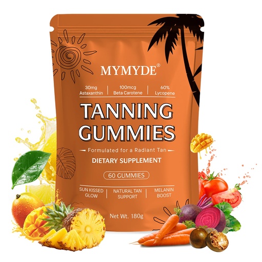 [BRSRGBDYA4IGAYIY] Skin Tanning Gummies for Women & Men - for Radiant Tan Natural Tan with Vitamin,Astaxanthin, Beta Carotene, Skin Radiance & Hydration，Support Melanin Boost - 60 Gummies