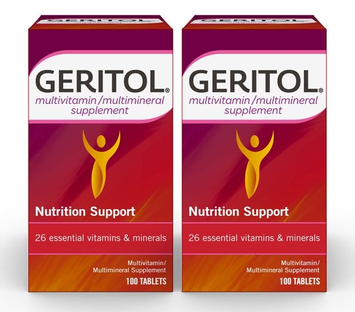 [BRSWIYYOOQMAAGY5] Geritol Multi-Vitamin Nutritional Support Tablets, Balance of 26 Essential Vitamins and Minerals, 100-Count Bottles (Pack of 2)