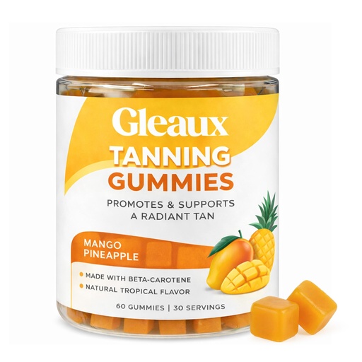 [BRSRGBD3BECWMHI4] Gleaux Tanning Gummies, Tanning Gummies for Women, Sunless Radiance Support with Beta Carotene, Astaxanthin & Lycopene, for Skin Health & Complexion Support, Mango Pineapple Flavor, 60 Gummies
