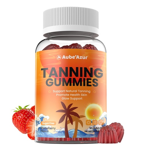 [BRSRGAD7PMDW2DT5] Tanning Gummies for Women, Sunless Tanning Supplement with Astaxanthin, Beta Carotene, Lycopene, Collagen & Hyaluronic Acid for Skin Radiance, Sugar Free, Vegan, Non- GMO, Strawberry Flavor, 60 Count