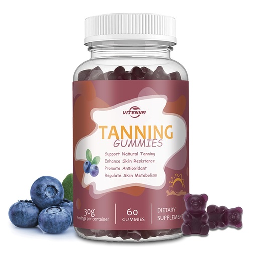 [BRSRGBINA4OWA2TL] Tanning Gummies - Support a Natural Radiant Glow Year-Round - Oral Tan Support with Beta Carotene, Lycopene & Vitamins for Skin Health and Even Tone - Vegan & Sugar-Free Chews