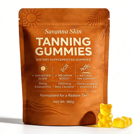 [BRSRGBQHAR4BQCD4] Tanning Gummies,All-Natural Antioxidant Blend with Vitamin C & E, Astaxanthin, Beta Carotene,Tanning from Within for Natural Looking Glow - 60 Count