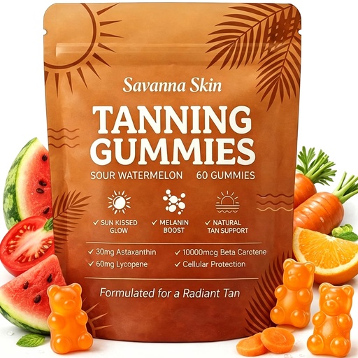 [BRSRGBQ3BECRQ2DO] Tanning Gummies, Tanning Gummies for Women, with Astaxanthin Lycopene and Vitamins, Vegan & Sugar Free - 60 Count (1pcs)