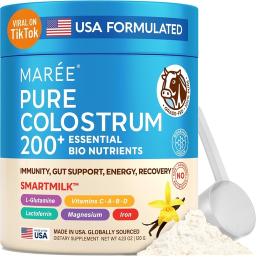 [BRSROADYBEPB6FL7] MAREE Colostrum Supplement - Bovine Colostrum Powder for Women & Men for Gut Health - Grass Fed Colustrum Immune Support Supplement Gut Health for Women with L Glutamine - Calostro Bovino Para Adultos