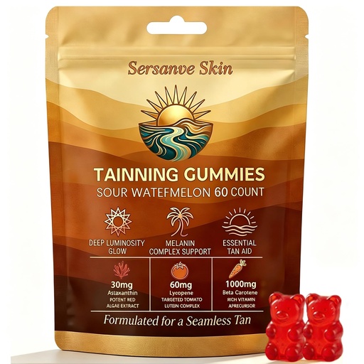 [BRSRGBQFCEPGYCLD] Skin Tanning Gummies for Women & Men | Sunless Tanning Supplement with Astaxanthin, Beta Carotene & Lycopene | Daily Skin Hydration & Natural Radiance for Indoor/Outdoor | Vegan, Sugar Free, 60 Count