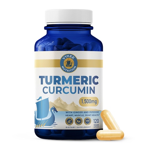 [BRSRABQ3CIDRMG34] Vykee Nutrition Turmeric Curcumin 2,000 mg Capsules with Ginger & Piperine - Supports Normal Heart, Muscle, and Joint Function - with 95% Curcuminoid Extract, Vegan, Non-GMO, Gluten-Free - 120 Count