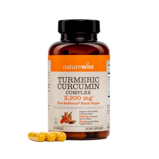 [BRSREBD5BADWM2QY] NatureWise Turmeric Curcumin Complex 3200 mg with BioPerine for Absorption - Turmeric Curcumin Supplement for Antioxidant Support - Non-GMO, Vegan, USA Manufactured - 90 Capsules[30-Day Supply]