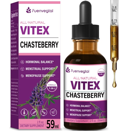 [BRSRAAILAUAWEFA6] Vitex (Chaste Berry) Drops for Women, Natural Menstrual & Menopause Support Supplement w/Chasteberry, Black Cohosh, Red Clover, Shatavari, Wild Yam, St. John's Wort Herb Extract. 2oz