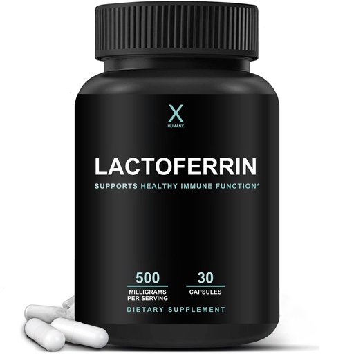 [BRSWYAQZCVYGCAAU] HUMANX Lactoferrin 500mg - Powerful Serving Size (Gluten Free, Non GMO, Soy Free Supplements) - A Component in Colostrum - USA Made, Supports Healthy Immunity, Iron Utilization & Absorption